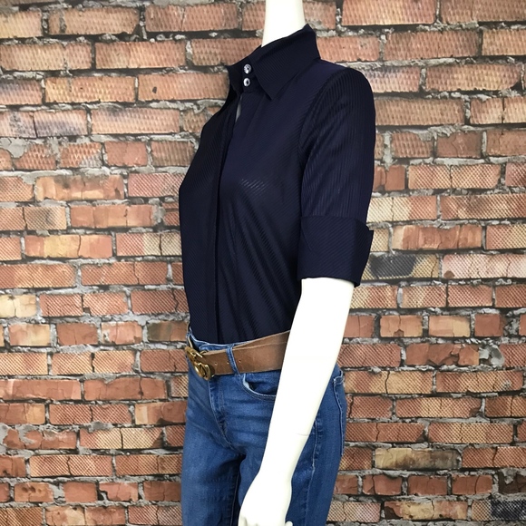 Farinaz Taghavi Short Sleeve Cuffed Top SZ 4 - Picture 7 of 8